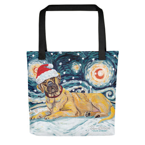 Mastiff Snowy Night Tote Bag