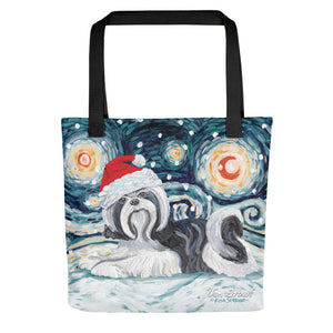 Shih Tzu (Black) Snowy Night Tote Bag