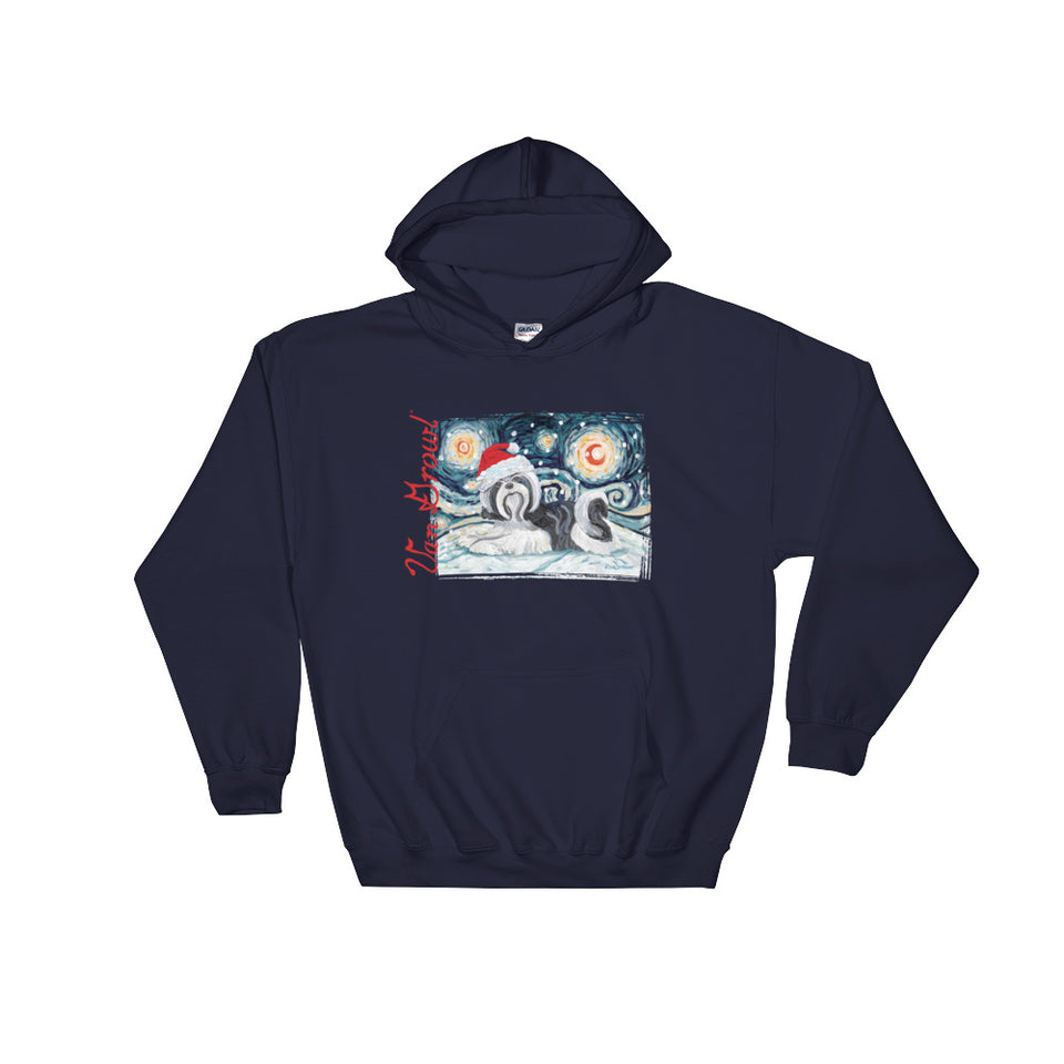 Shih Tzu (Black) Snowy Night Hoodie