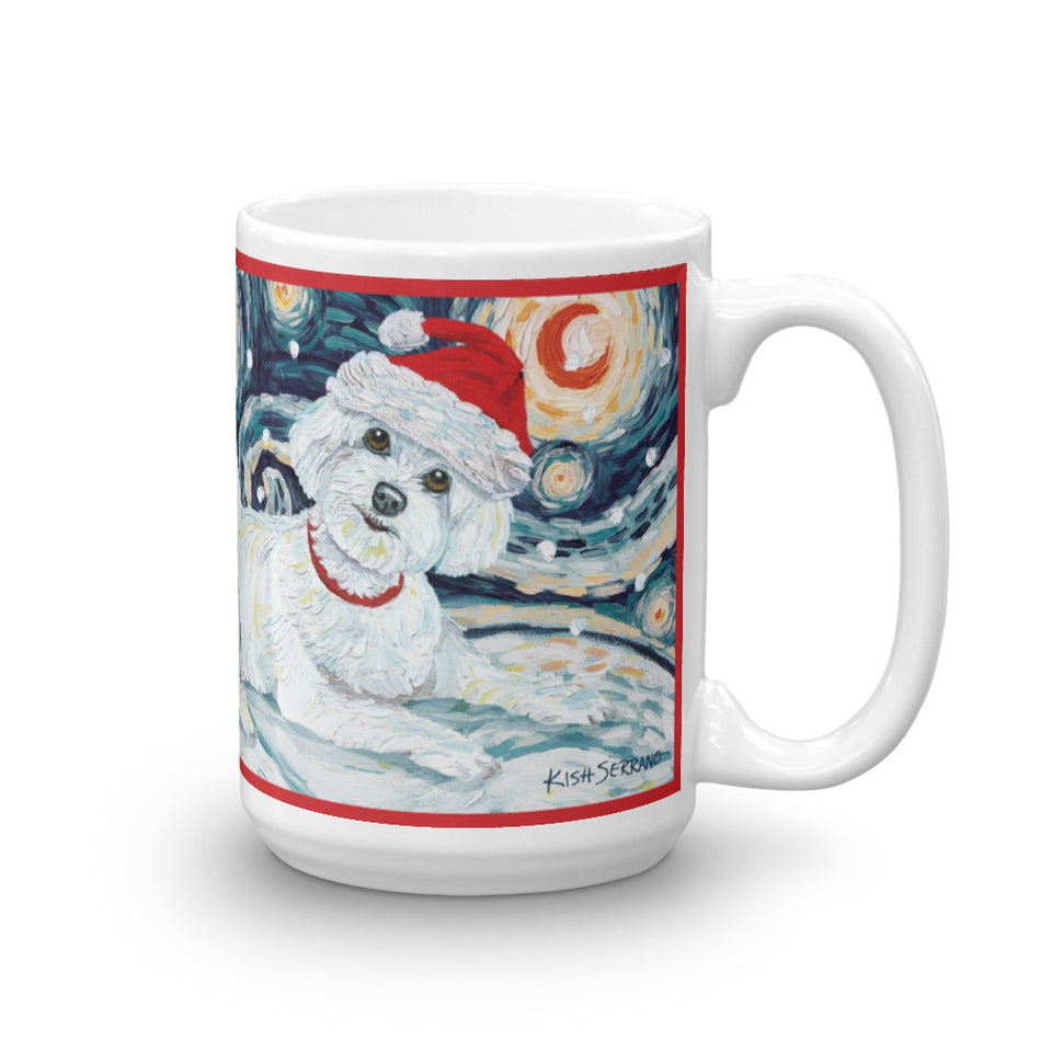 Maltese (Puppy Cut) Snowy Night Mug - 15oz