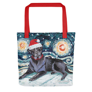 Labrador Black Snowy Night Tote Bag