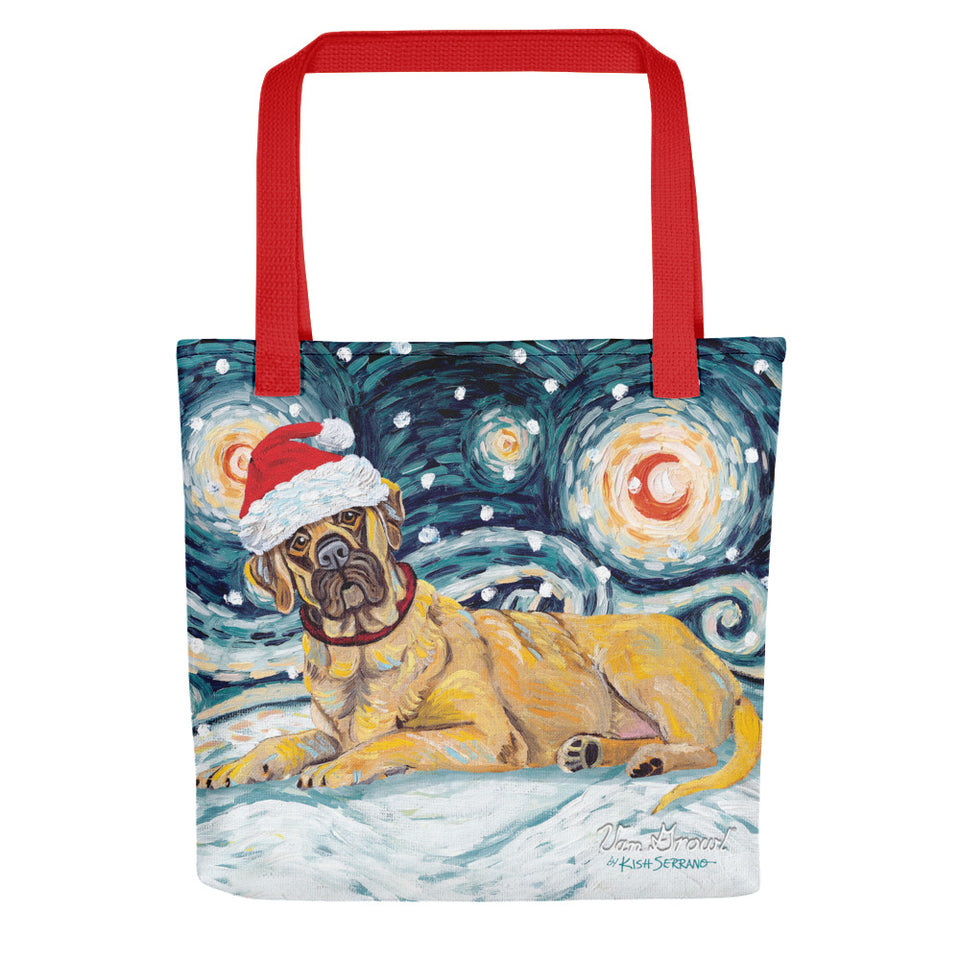 Mastiff Snowy Night Tote Bag