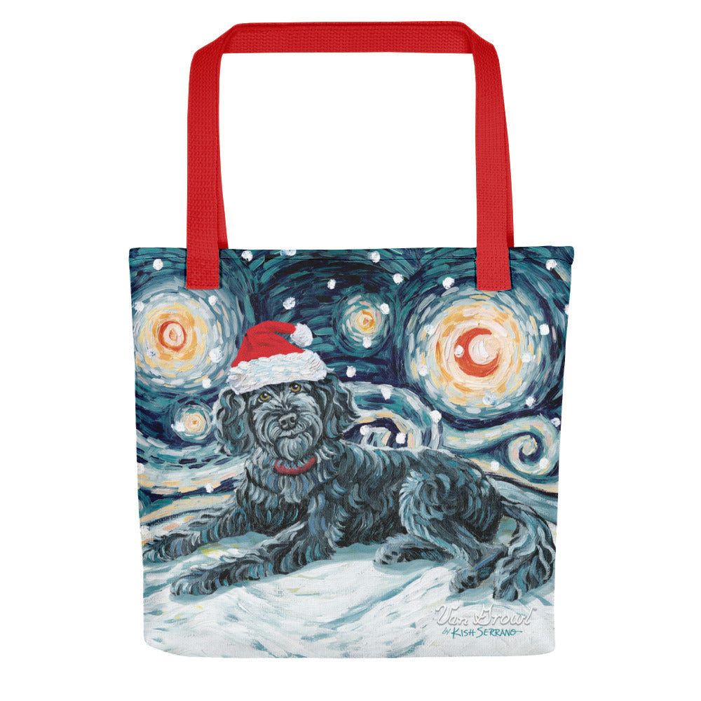 Doodle (Black) Snowy Night Tote Bag