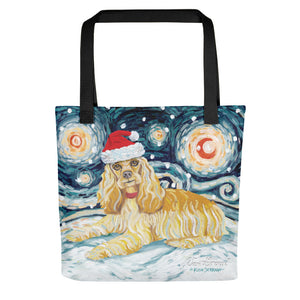 Cocker Spaniel Snowy Night Tote Bag