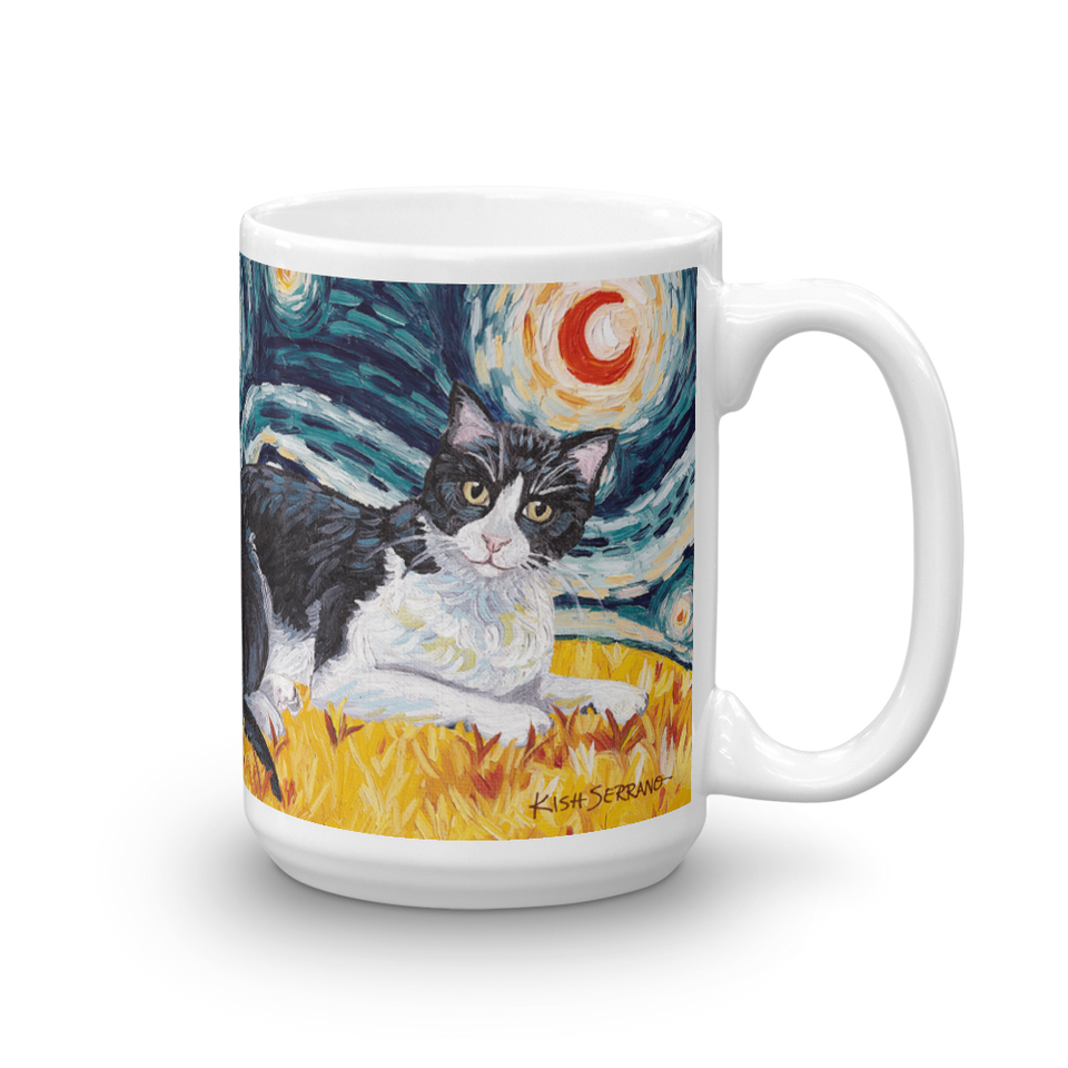 Tuxedo (shorthaired) STARRY NIGHT Mug 150z