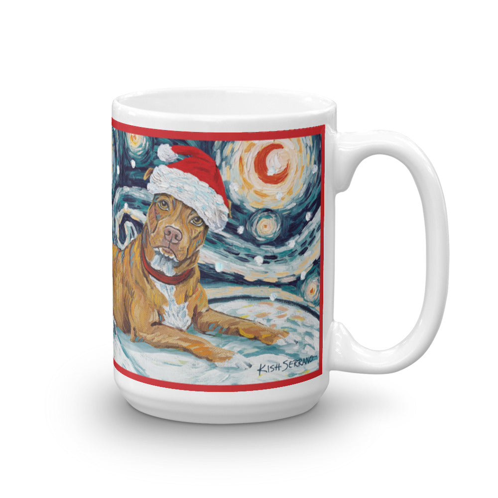 American Staffordshire Terrier (Tan) Snowy Night Mug - 15oz