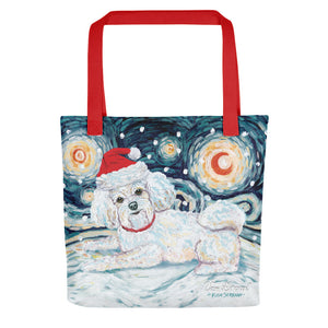 Bichon Snowy Night Tote Bag