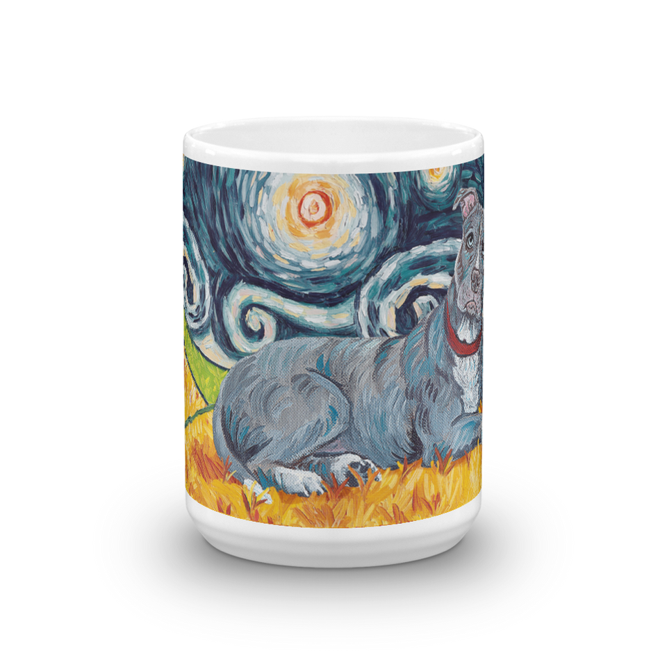Pit Bull Terrier (grey) STARRY NIGHT Mug-15oz
