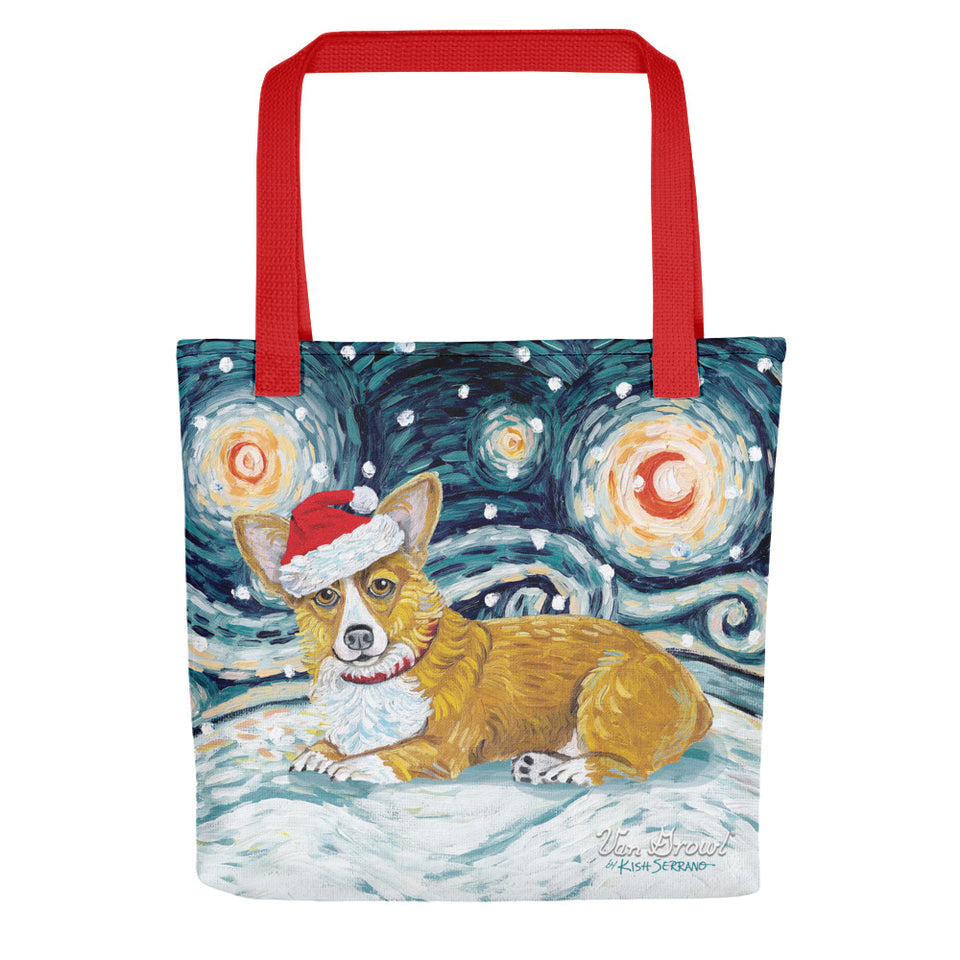 Corgi (Pembroke Welsh) Snowy Night Tote Bag