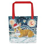 Corgi (Pembroke Welsh) Snowy Night Tote Bag