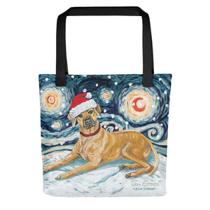 Rhodesian Ridgeback Snowy Night Tote Bag