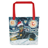 Doberman (Uncropped) Snowy Night Tote bag