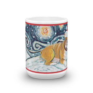 Bulldog Snowy Night Mug - 15oz