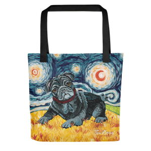 Pug (black) STARRY NIGHT Tote