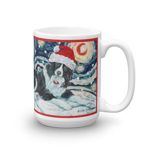 Border Collie Snowy Night Mug - 15oz