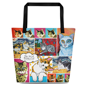 "The Art of Being a Cat" Beach Bag with Pocket