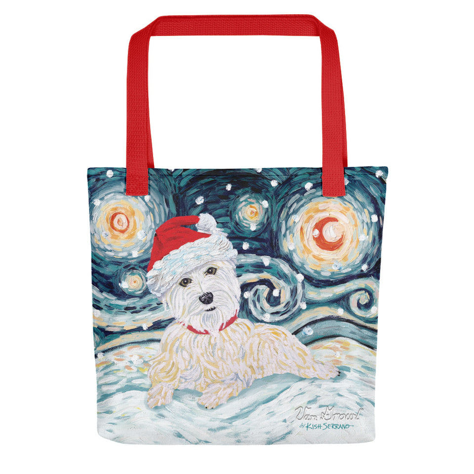 Westie Snowy Night Tote bag