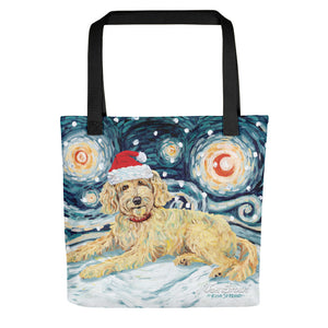 Doodle (Golden) Snowy Night Tote bag