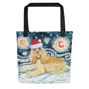 Cocker Spaniel Snowy Night Tote Bag