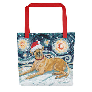Rhodesian Ridgeback Snowy Night Tote Bag
