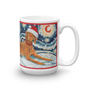 Vizsla Snowy Night Mug - 15oz