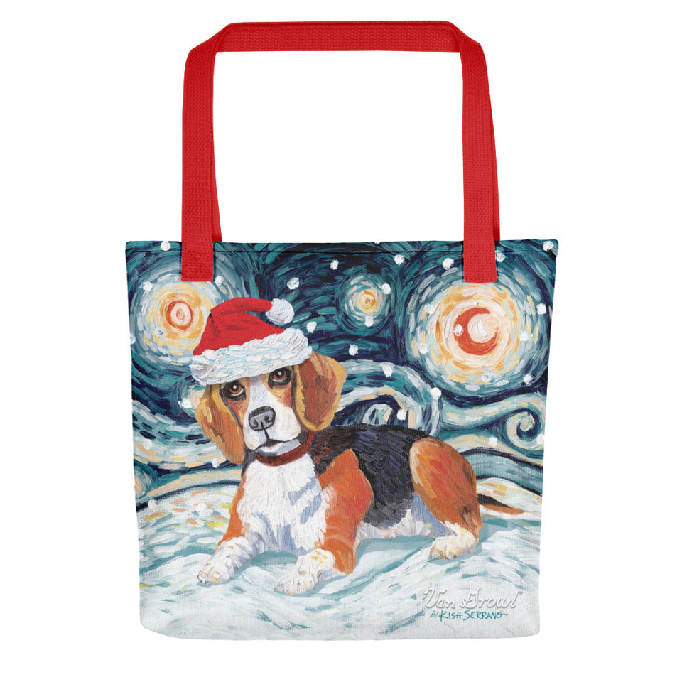 Beagle Snowy Night Tote Bag