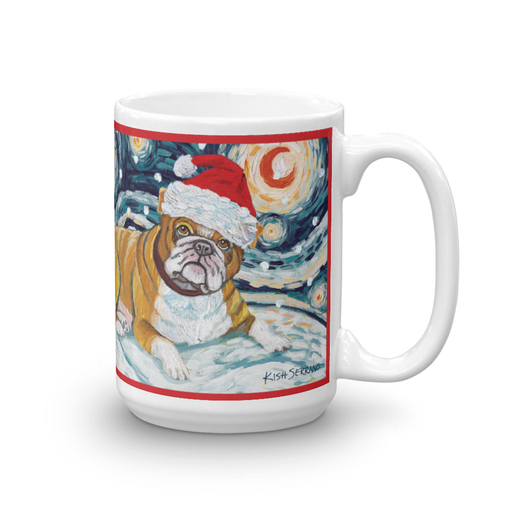 Bulldog Snowy Night Mug - 15oz