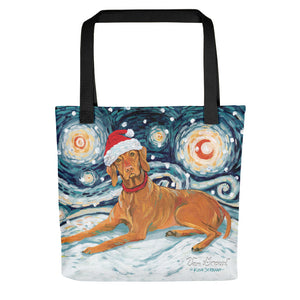 Vizsla Snowy Night Tote Bag