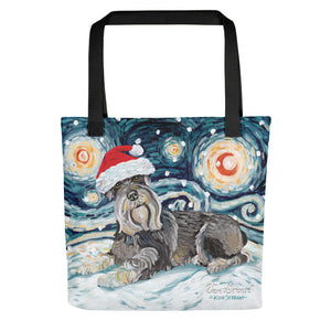 Schnauzer Snowy Night Tote Bag