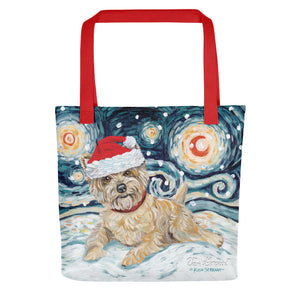 Cairn Terrier (Light) Snowy Night Tote Bag