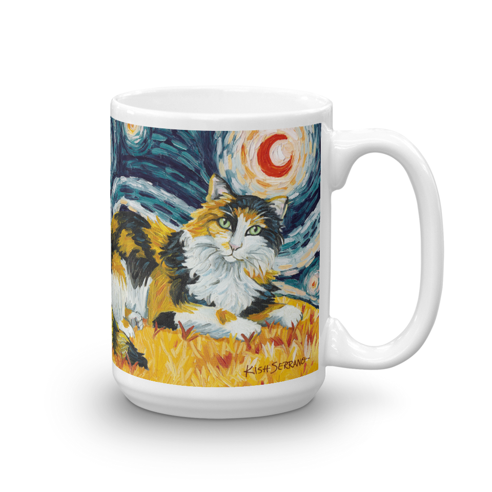 Calico (longhaired) STARRY NIGHT Mug - 15oz