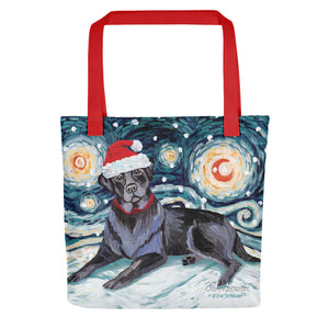 Labrador Black Snowy Night Tote Bag