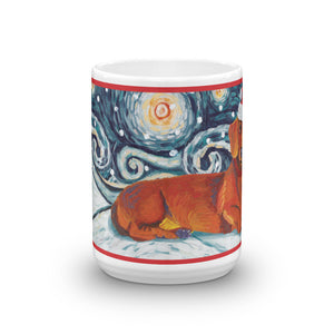 Dachshund (Red) Snowy Night Mug - 15oz