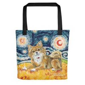 Chihuahua (longhaired) STARRY NIGHT Tote