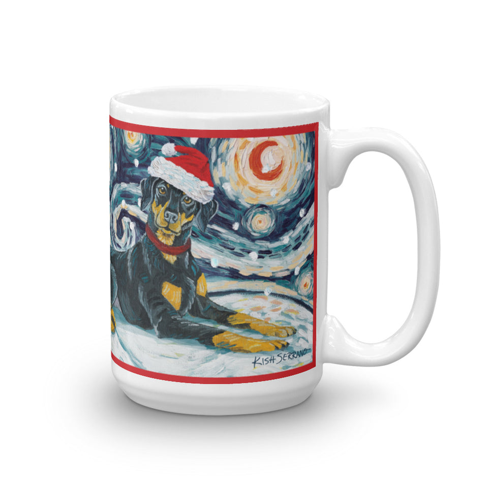 Doberman Pinscher Snowy Night Mug - 15oz