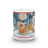 Shiba lnu (Red) Snowy Night Mug - 15oz