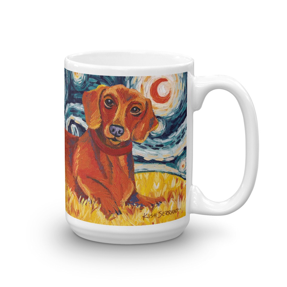 Dachshund (red) STARRY NIGHT Mug-15oz