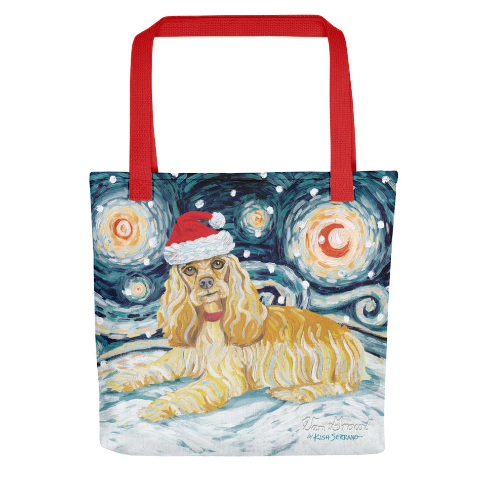 Cocker Spaniel Snowy Night Tote Bag