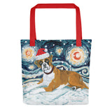 Boxer Snowy Night Tote Bag