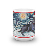 Labrador Retriever (Black) Snowy Night Mug - 15oz