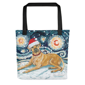 Rhodesian Ridgeback Snowy Night Tote Bag