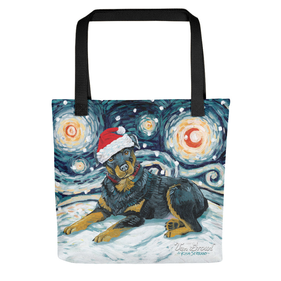 Rottweiler Snowy Night Tote Bag