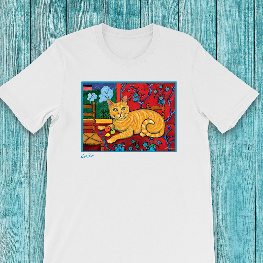 Orange Cat T-shirt, Orange Cat Art, Cat Lover Gift, Tshirt, Gift for Her, Orange Cat Art inspired by Matisse