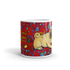 Pug Coffee Mug, Pug Mug, Dog Lover gift, Pug Art inspired by Henri Matisse