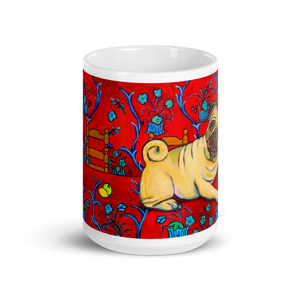 Pug Coffee Mug, Pug Mug, Dog Lover gift, Pug Art inspired by Henri Matisse